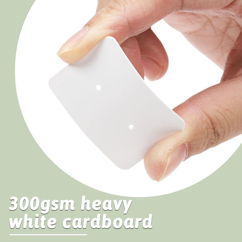 fuceury Earring Card Holder - 300 PCS Earring Display Holder Cards, 1.1"x1.6" Blank Paper Cards with 2 Holes, Earring Display Cards for Selling Earrings Necklace Jewelry DIY Crafts (White) - Image 3